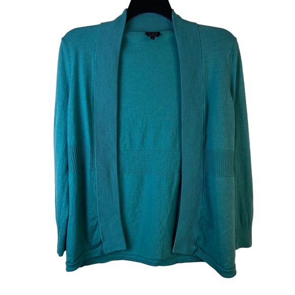 Talbots Sweaters - Talbots Size Large Pure Merino Wool Teal Open Cardigan Sweater Capsule Casual